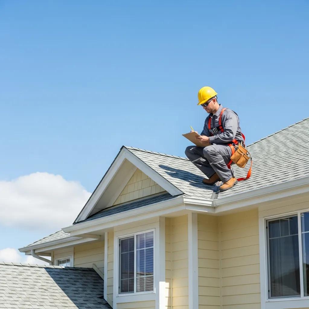 Professional roofing contractor inspecting a residential roof, highlighting local expertise and trust