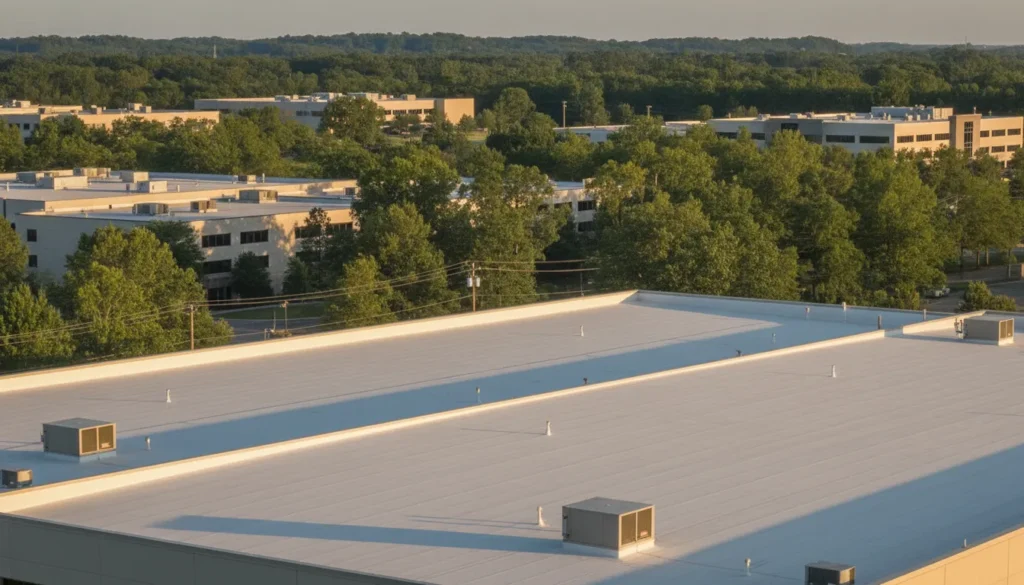 Commercial roofing Atlanta Georgia property with a low-slope membrane roof