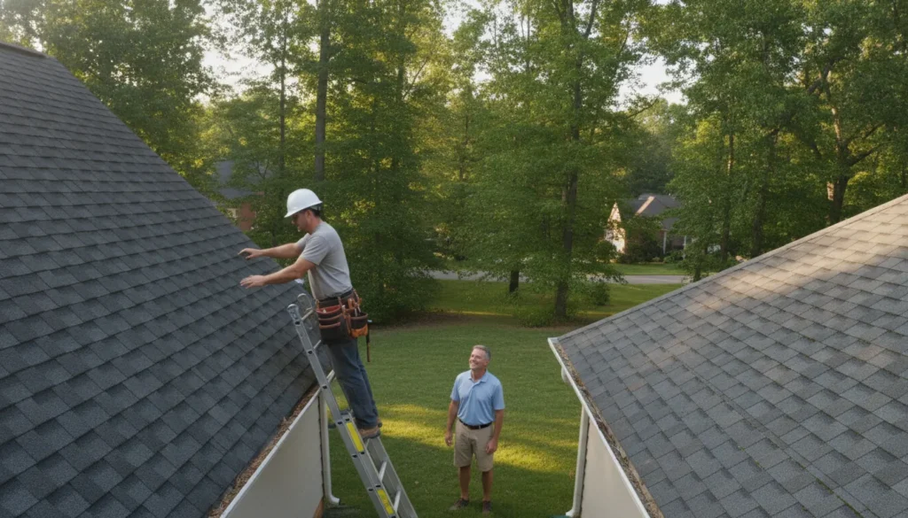 Georgia roofer inspecting a residential shingle roof